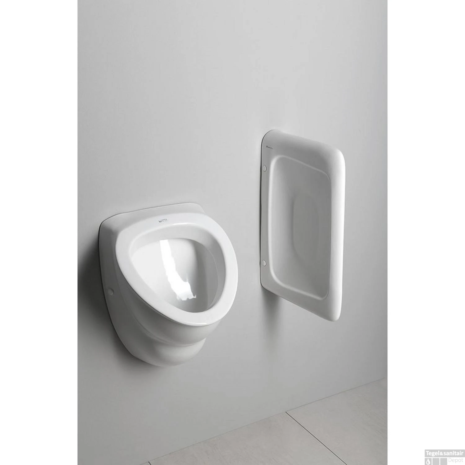 Urinoir Sapho Aqualine 39x56.3 Cm Verborgen Inlaat En Afvoer Keramiek Wit - Afbeelding 2