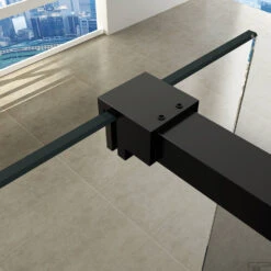 BWS Inloopdouche Pro Line Rookglas 100x200 8mm Nano Coating Mat Zwart Profiel En Stang -Badkamer Thuis 20.3467 3