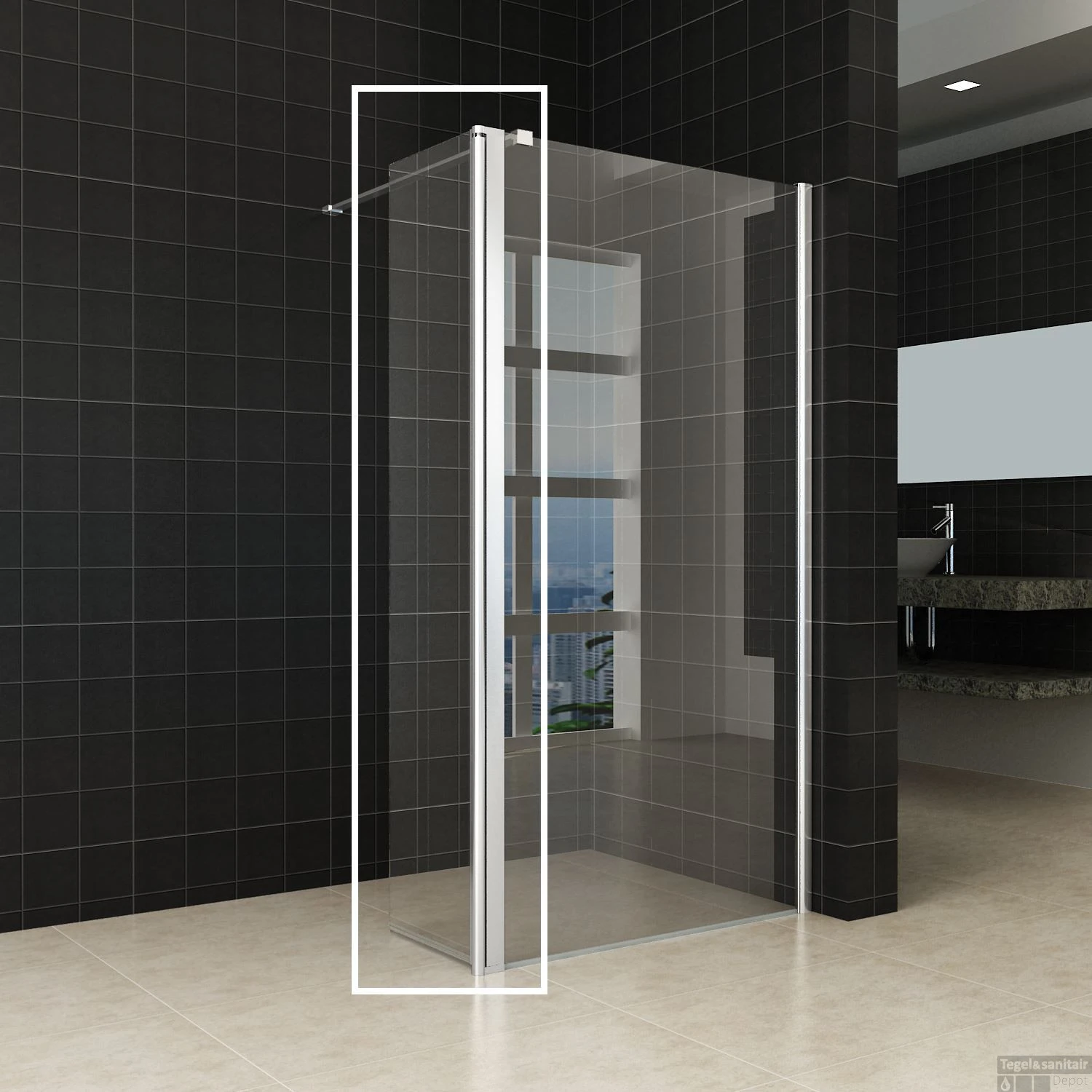 Zijwand Wiesbaden Draaibaar 40x200 Cm 10mm NANO Coating 3 Zijwand Wiesbaden Draaibaar 40x200 Cm 10mm NANO Coating