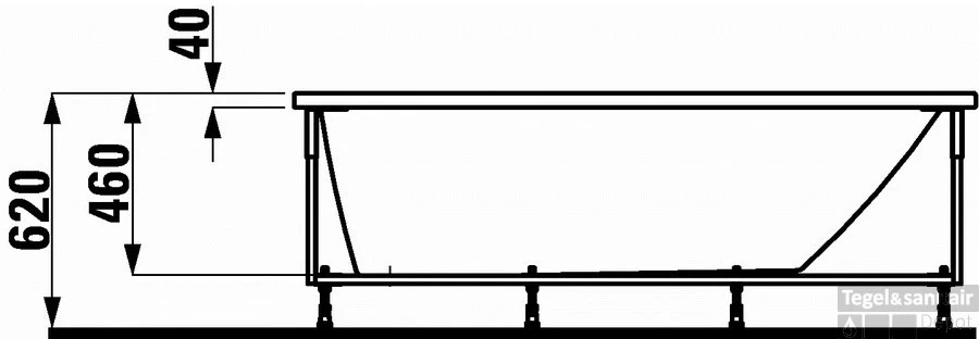 Laufen Pro Bad 180x80 Cm. Met Frame En L-paneel Rechts Wit 3 Laufen Pro Bad 180x80 Cm. Met Frame En L-paneel Rechts Wit