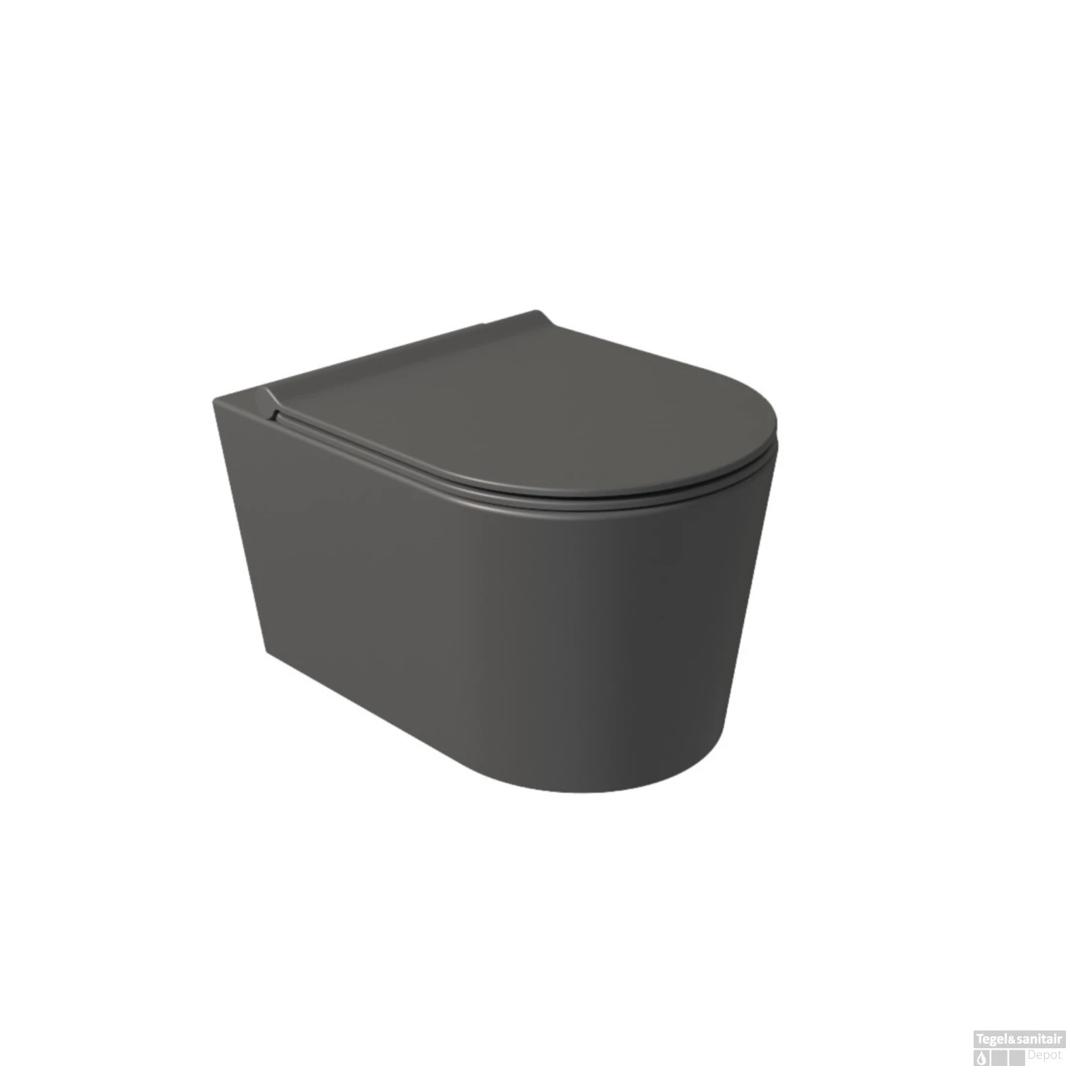 Wandcloset Civita 50x35x36.5cm Keramiek Rimless Mat Antraciet (Excl. Zitting) 3 Wandcloset Civita 50x35x36.5cm Keramiek Rimless Mat Antraciet (Excl. Zitting)
