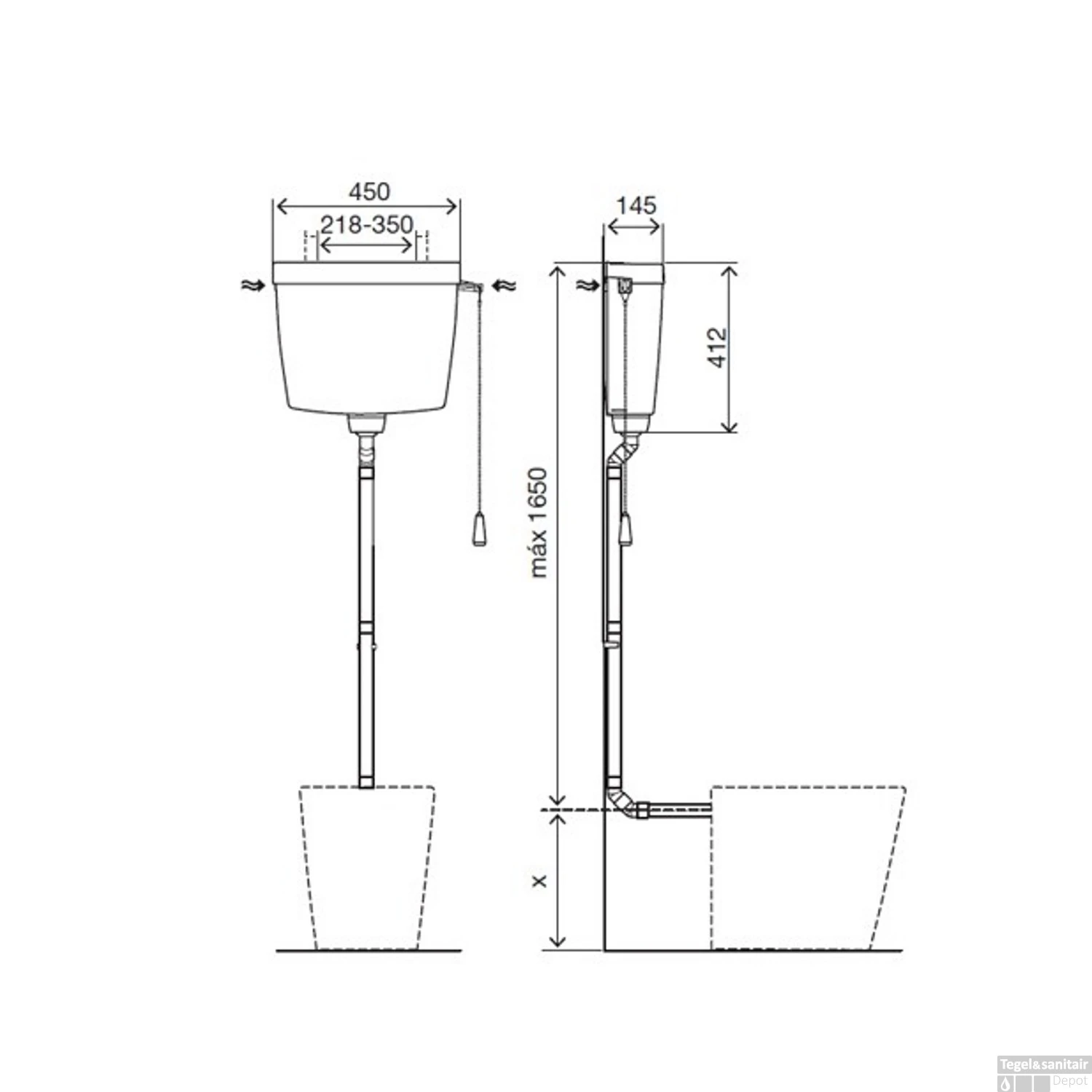 Reservoir Xellanz Geno Hooghangend Kunststof Wit 4 Reservoir Xellanz Geno Hooghangend Kunststof Wit - Afbeelding 2