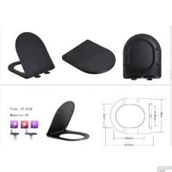 Wandcloset BWS Zuko 48cm Mat Zwart Met Softclose Zitting -Badkamer Thuis 32.4642 tekening 2 1