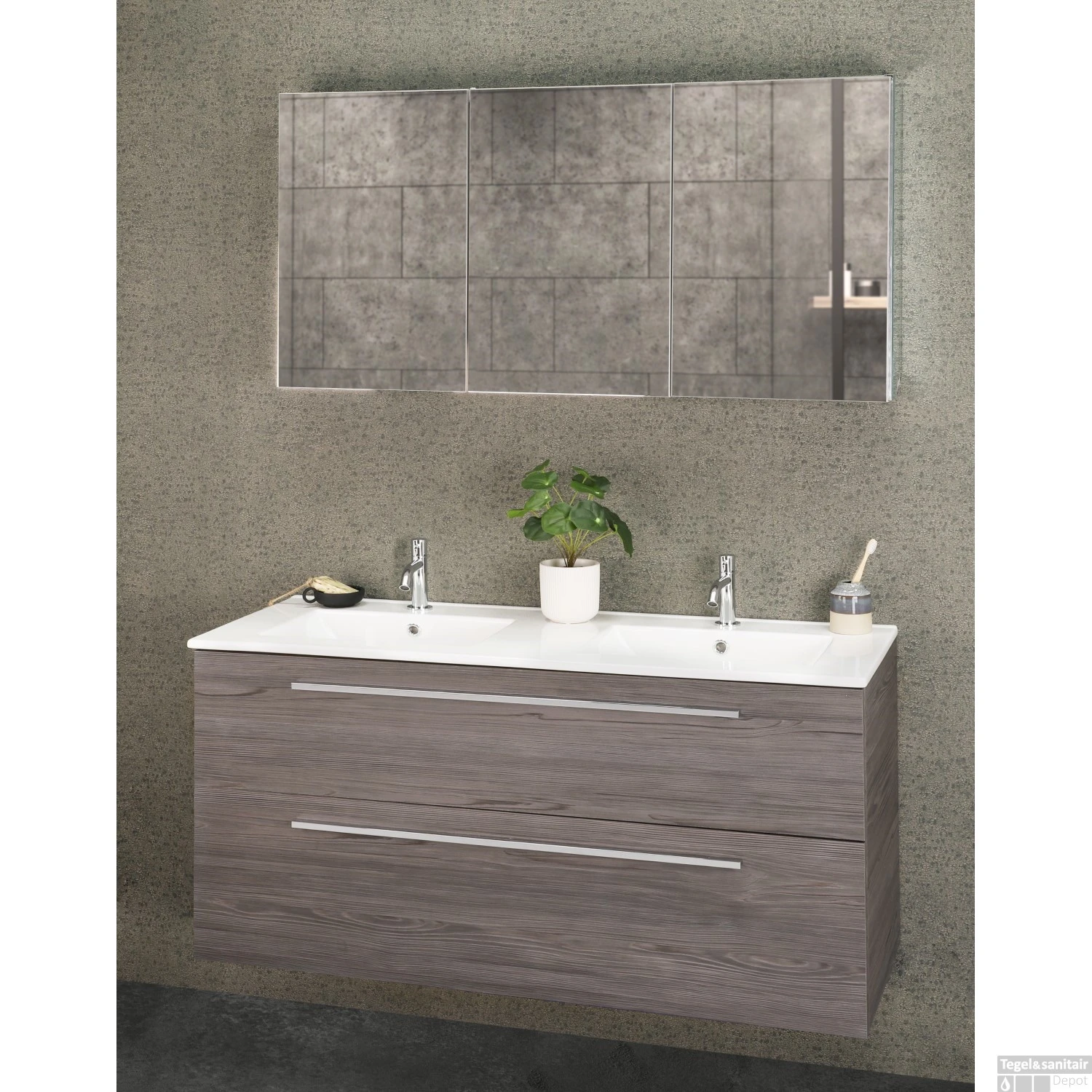 Spiegelkast Differnz Basic 3-Deurs 120 X 61,8 X 15 Cm 4 Spiegelkast Differnz Basic 3-Deurs 120 X 61,8 X 15 Cm - Afbeelding 2