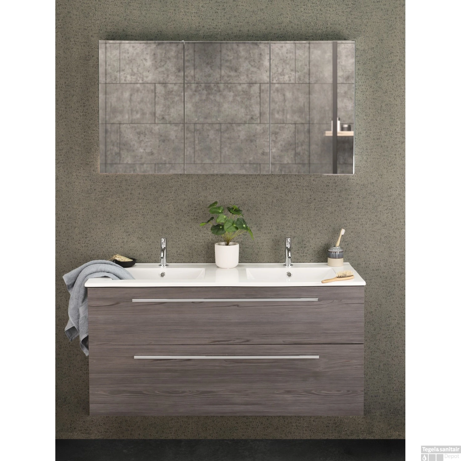 Spiegelkast Differnz Basic 3-Deurs 120 X 61,8 X 15 Cm 5 Spiegelkast Differnz Basic 3-Deurs 120 X 61,8 X 15 Cm - Afbeelding 3