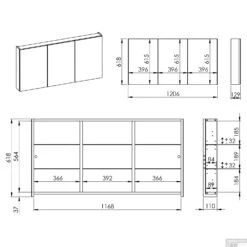 Spiegelkast Differnz Basic 3-Deurs 120 X 61,8 X 15 Cm 15 Spiegelkast Differnz Basic 3-Deurs 120 X 61,8 X 15 Cm -Badkamer Thuis 36.008.21 tech 05