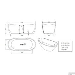 Vrijstaand Bad Wiesbaden Solid Surface 179.5x84.5x64 Cm -Badkamer Thuis 36.4000 1