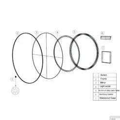 Ronde Spiegel Wiesbaden Novi Met LED, Dimbaar 60 Cm Mat Zwart -Badkamer Thuis 38.3705 tekening