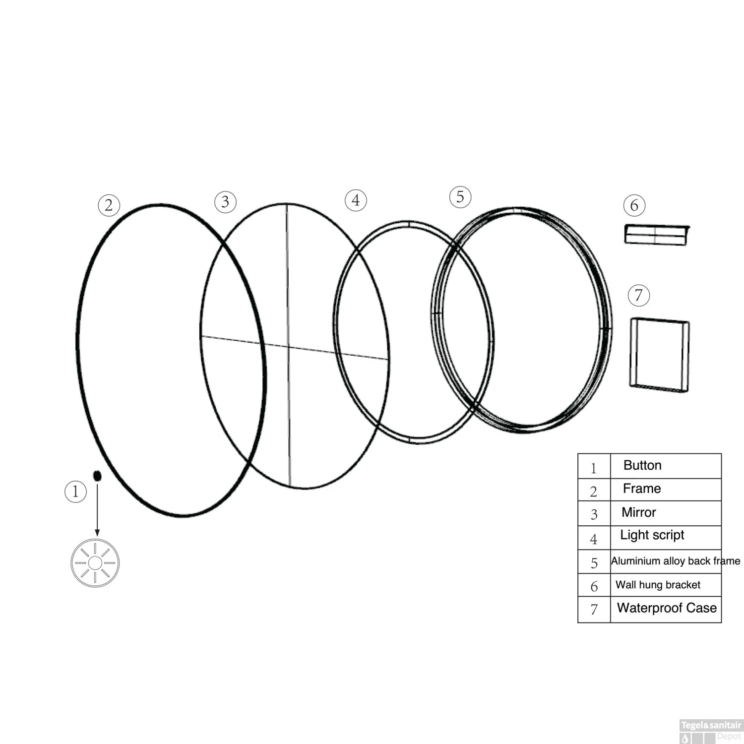 Ronde Spiegel Wiesbaden Novi Met LED, Dimbaar 80 Cm Mat Zwart 8 Ronde Spiegel Wiesbaden Novi Met LED, Dimbaar 80 Cm Mat Zwart - Afbeelding 6