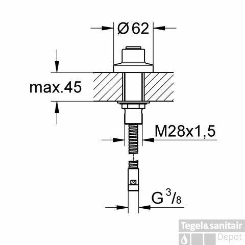 Grohe Universeel Badrandmontage Voor Handdouche Met Slang 200 Cm. Chroom 5 Grohe Universeel Badrandmontage Voor Handdouche Met Slang 200 Cm. Chroom - Afbeelding 3