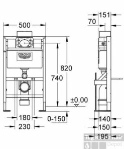 Grohe Rapid Sl Wc Element Vrijst.0,8 M. -Badkamer Thuis 38279