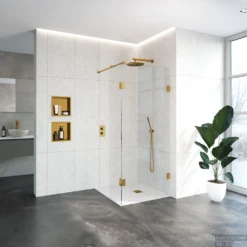 Inloopdouche Compleet Just Creating Profielloos 90/40 Cm Goud -Badkamer Thuis 4jc2 90 40u 1