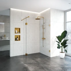 Inloopdouche Compleet Just Creating Profielloos 130/40 Cm Draaibaar Goud -Badkamer Thuis 4jc3 130 40u 1