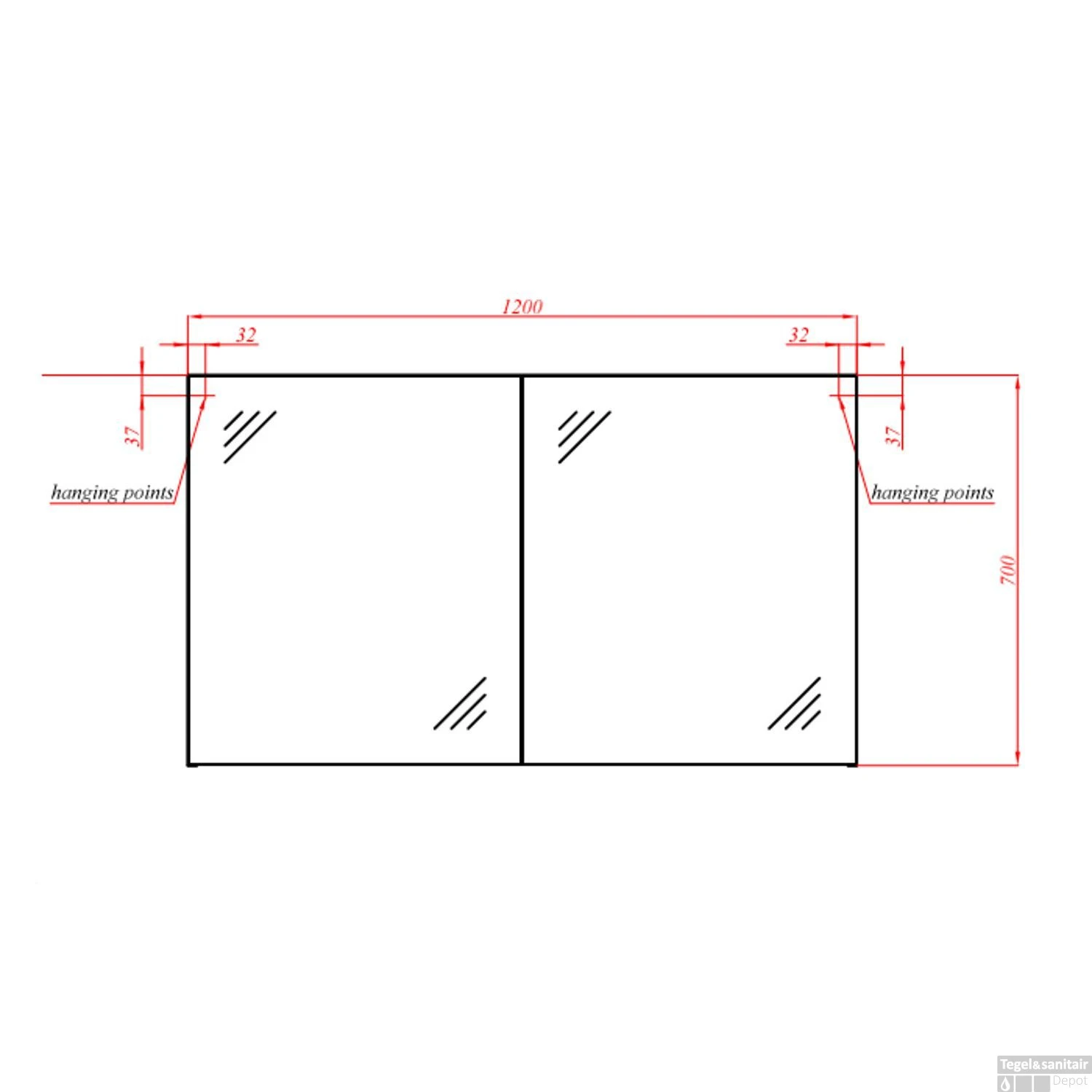 Spiegelkast Boss & Wessing 120 Cm Grijs (2 Deuren) 4 Spiegelkast Boss & Wessing 120 Cm Grijs (2 Deuren) - Afbeelding 2