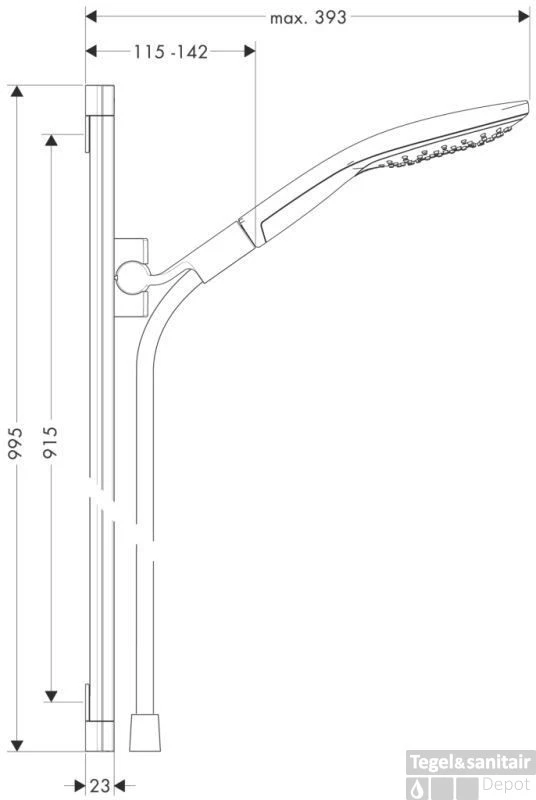 Hansgrohe Raindance Select Glijstangset 90 Cm. Wit-chroom 4 Hansgrohe Raindance Select Glijstangset 90 Cm. Wit-chroom - Afbeelding 2