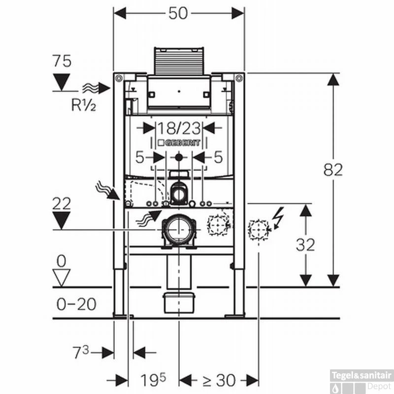 Geberit Duofix Omega Inbouwreservoir H82 Front/planchetbediening 4 Geberit Duofix Omega Inbouwreservoir H82 Front/planchetbediening - Afbeelding 2
