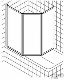 Kermi Vario Badklapwand 3-delig 160 Cm. Kunst. Parel Matzilver-kunststof Glas -Badkamer Thuis 80964