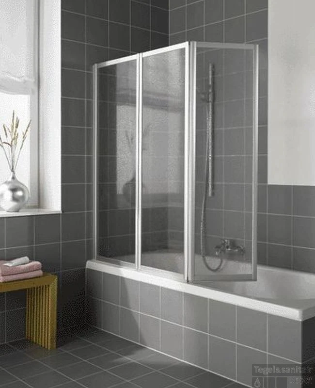 Kermi Vario Badklapwand 3-delig 140 Cm. Kunst. Parel Wit Ral 9016 3 Kermi Vario Badklapwand 3-delig 140 Cm. Kunst. Parel Wit Ral 9016