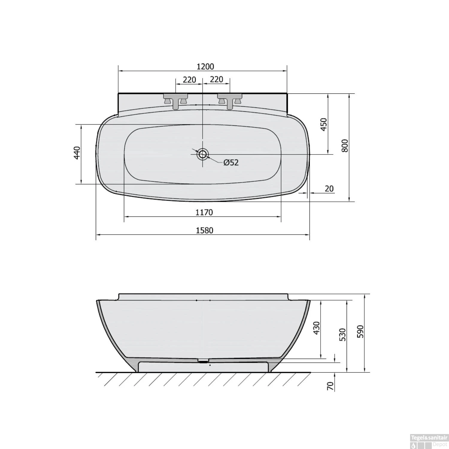 Vrijstaand Bad Sapho Nigra Gegoten Marmer 158x80x59 Cm Wit 7 Vrijstaand Bad Sapho Nigra Gegoten Marmer 158x80x59 Cm Wit - Afbeelding 5