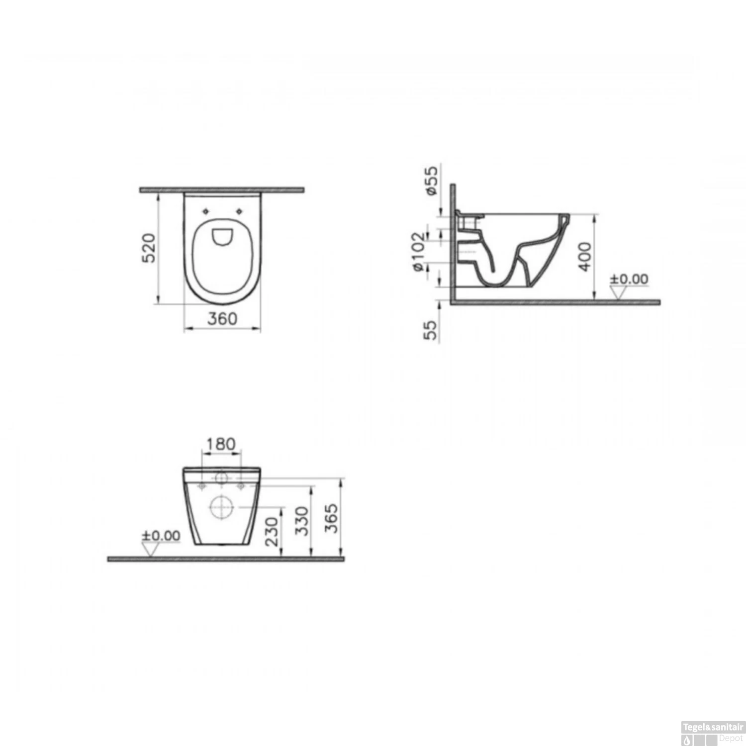 Wandcloset Zero S50 Diepspoel Randloos Wit (Excl Zitting) 5 Wandcloset Zero S50 Diepspoel Randloos Wit (Excl Zitting) - Afbeelding 3