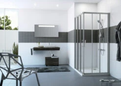 Huppe Classics 2 3-dlg. Hoekinstap 100/100x190 Cm. Zilver Glans-helder Glas 5 Huppe Classics 2 3-dlg. Hoekinstap 100/100x190 Cm. Zilver Glans-helder Glas -Badkamer Thuis 88228