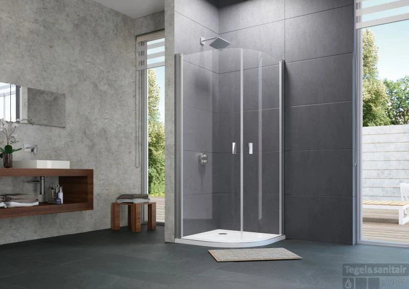 Huppe Design Pure Draaideur Kwartrond Helft 100 X 200 Cm. R50 Matzilver-antiplaque Glas 4 Huppe Design Pure Draaideur Kwartrond Helft 100 X 200 Cm. R50 Matzilver-antiplaque Glas - Afbeelding 2