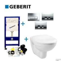 ACTIE | Geberit UP100 Toiletset Compleet Start | Inbouwreservoir | Wandcloset Met Drukplaat
