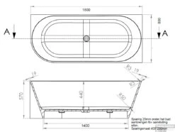 Ligbad Arqua Pinto Hoekbad 180x80 Cm Links Mat Zwart -Badkamer Thuis bad101414 3