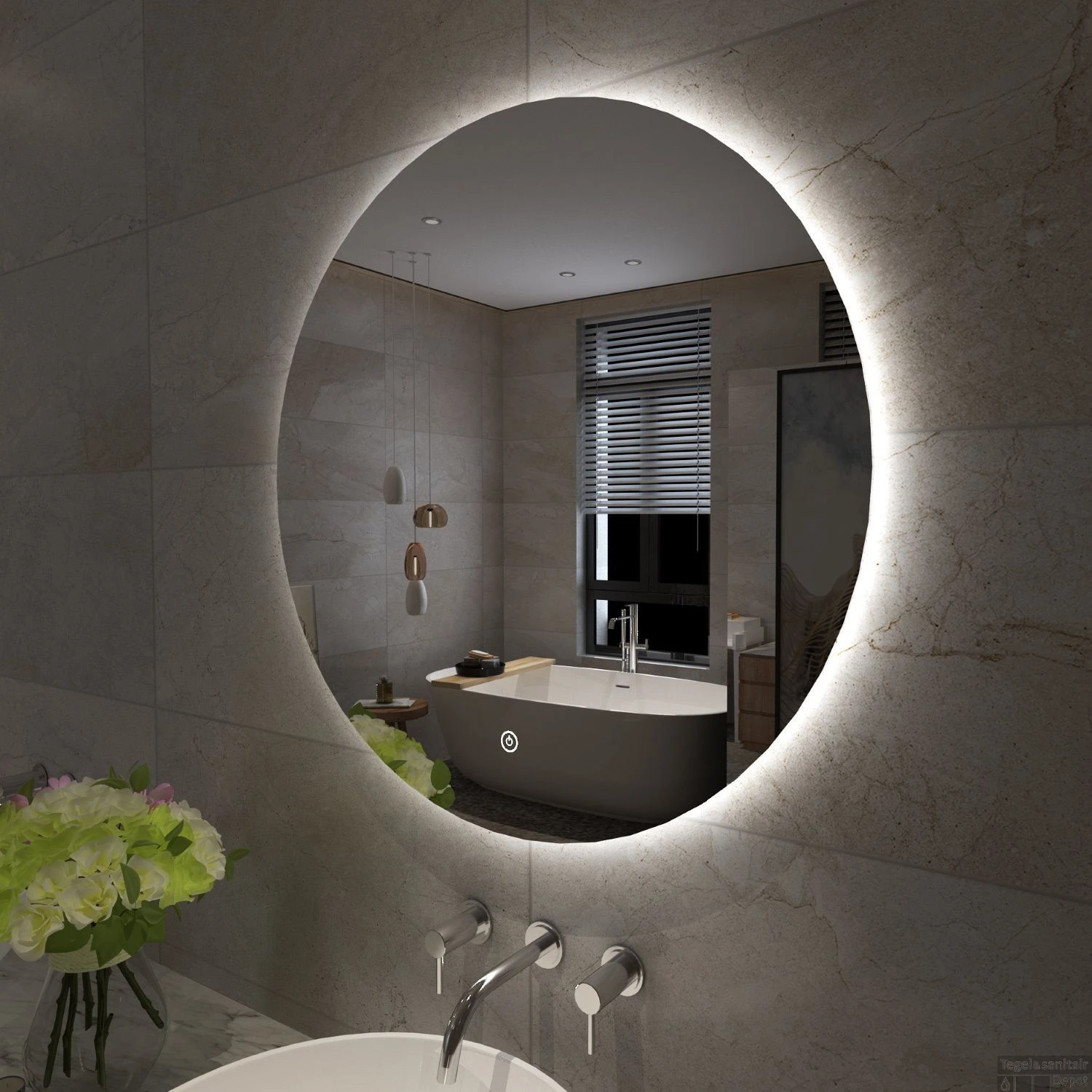 Badkamerspiegel Boss & Wessing Luse Rond Inclusief Dimbare LED Verlichting 60 Cm - Afbeelding 2