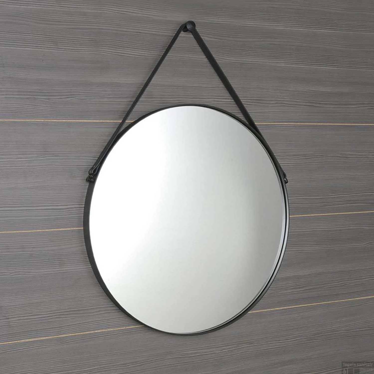 Badkamerspiegel Sapho Orbiter Rond Met Leren Band 70 Cm Zwart - Afbeelding 2