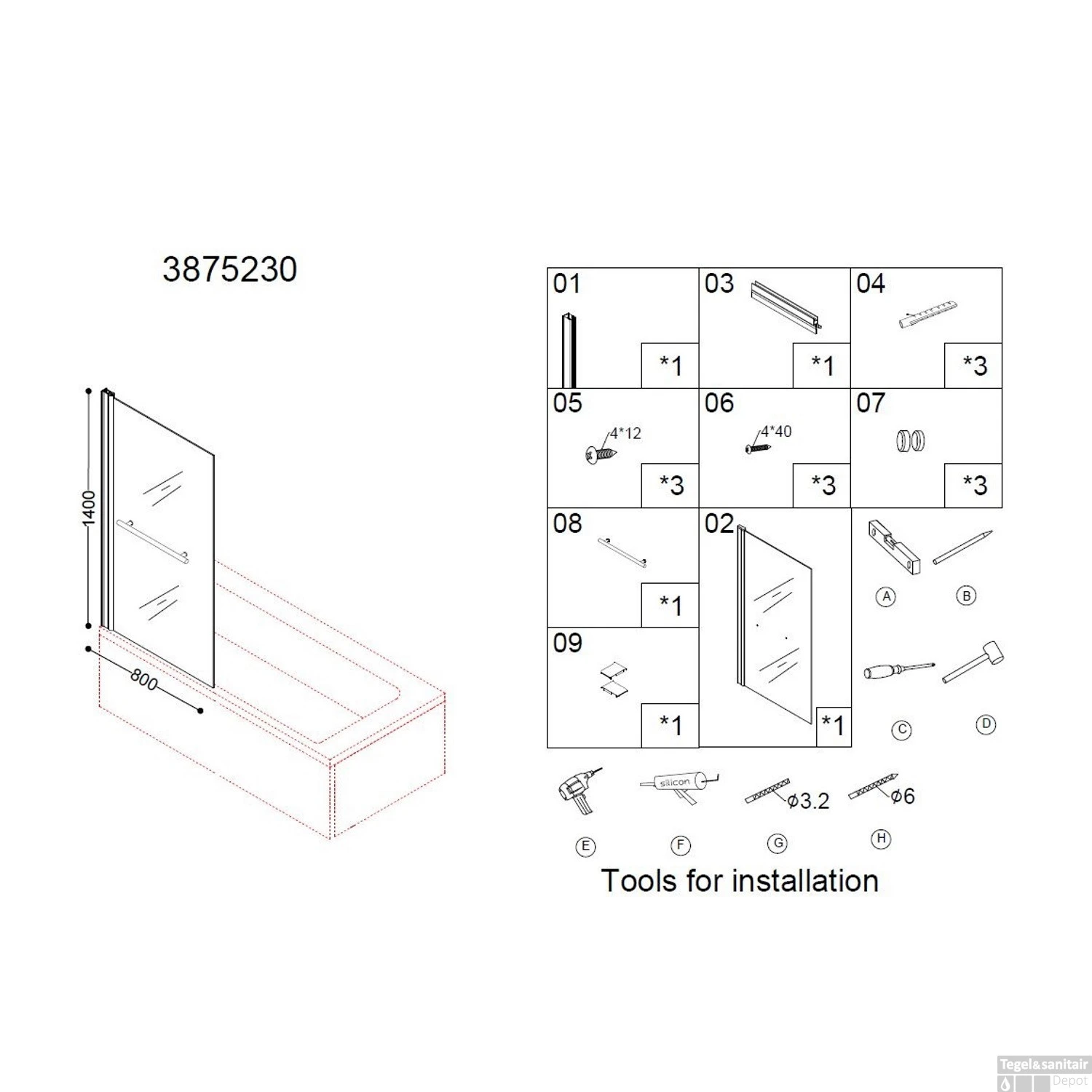 Badwand Best Design Erico 80x140 Cm Met Handdoekbeugel NANO Veiligheidsglas 6mm 7 Badwand Best Design Erico 80x140 Cm Met Handdoekbeugel NANO Veiligheidsglas 6mm - Afbeelding 5