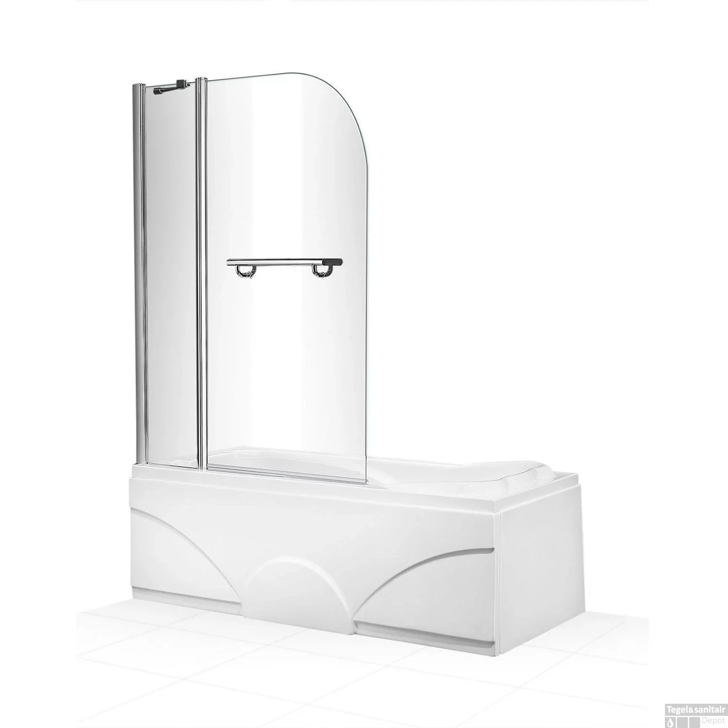 Badwand Boss & Wessing Bibi Afgerond 100x140cm Scharnierend Omkeerbaar 6mm 4 Badwand Boss & Wessing Bibi Afgerond 100x140cm Scharnierend Omkeerbaar 6mm - Afbeelding 2