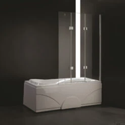 Badwand Boss & Wessing Bibi Recht 120x140cm Scharnierend 3-delig Omkeerbaar 6mm