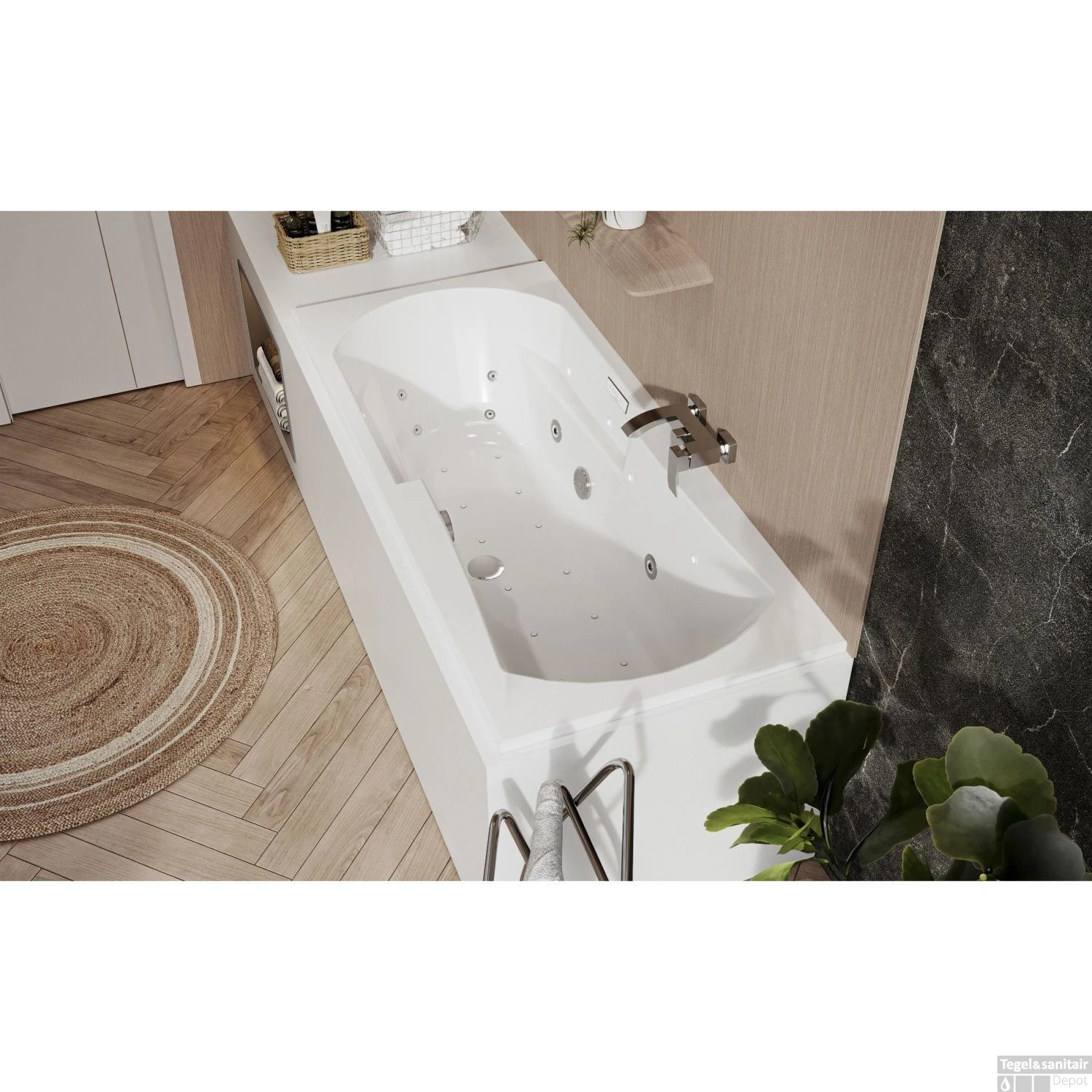 Whirlpoolbad Allibert Namea Dolcea 170x75x53 Cm Incl. Poten Wit 4 Whirlpoolbad Allibert Namea Dolcea 170x75x53 Cm Incl. Poten Wit - Afbeelding 2