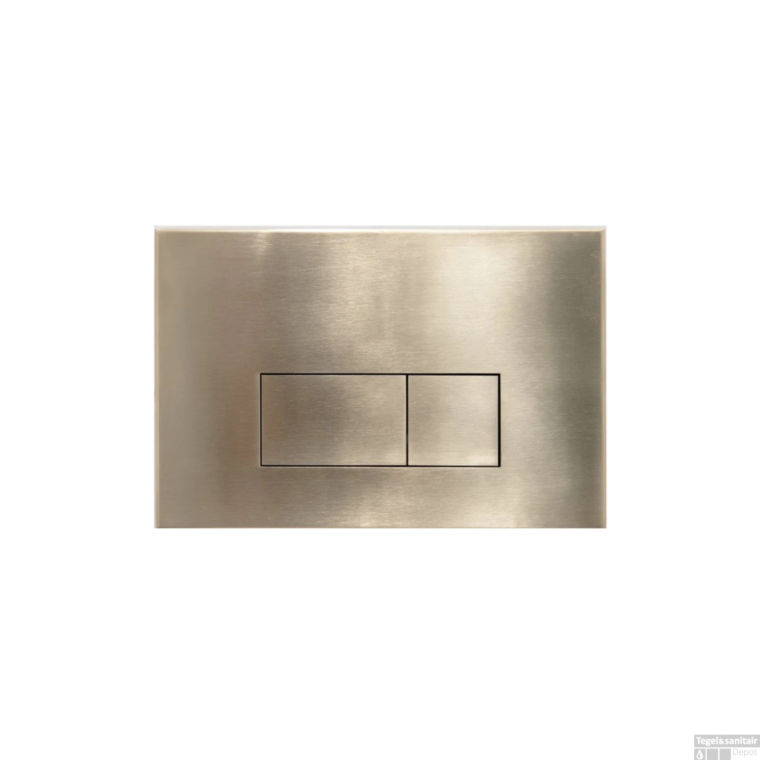 Bedieningsplaat Qeramiq Push Met DualfFush Frontbediening Metaal Rechthoek Geborsteld Messing