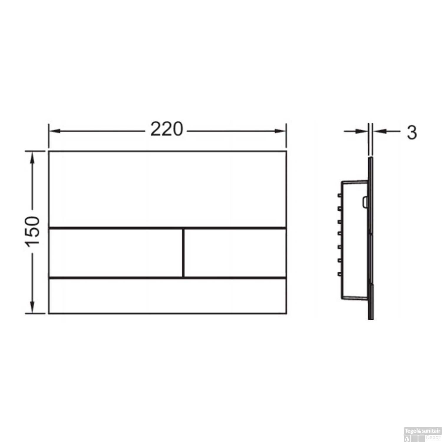 Bedieningsplaat Toilet TECE Square II Geborsteld RVS 6 Bedieningsplaat Toilet TECE Square II Geborsteld RVS - Afbeelding 4