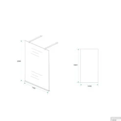 BWS Apollo Vrijstaand Douchewand 140x200cm 8mm NANO Coating -Badkamer Thuis bws apollo vrijstaand douchewand 140x200cm 8mm nano coating tech