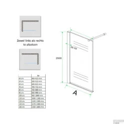 BWS Eco Inloopdouche Met Muurprofiel 60x200cm 8mm NANO Coating -Badkamer Thuis bws eco inloopdouche met muurprofiel 60x200cm 8mm nano coating tech