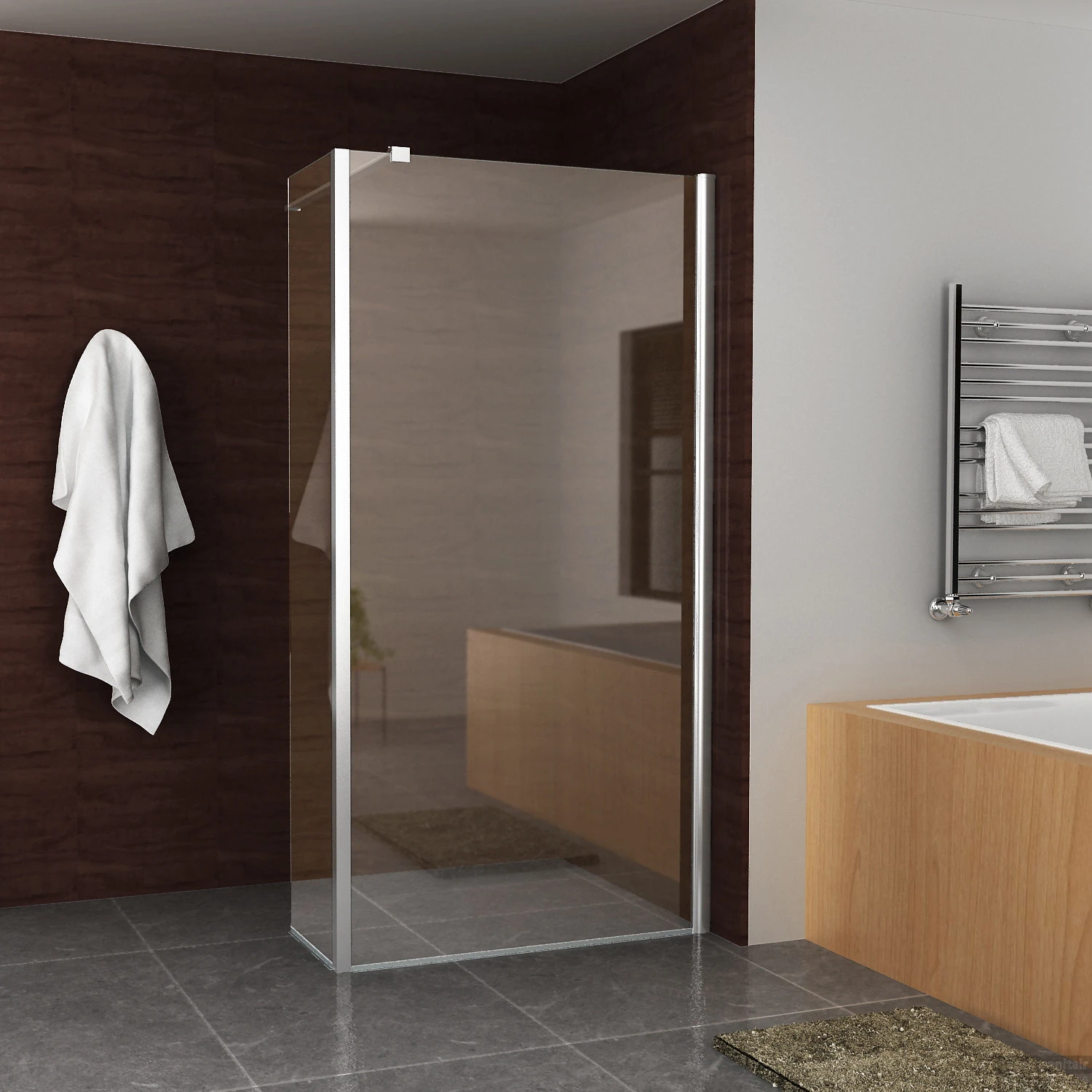 BWS Eco Zijwand Met Hoekprofiel 30x200cm NANO Coating 8mm