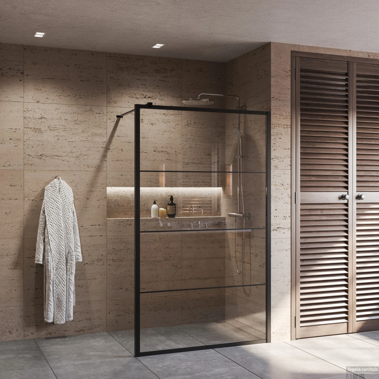 BWS Douchewand Frame 8mm Nano Glas | Mat Zwart | Raster | Inloopdouche (Alle Maten) 4 BWS Douchewand Frame 8mm Nano Glas | Mat Zwart | Raster | Inloopdouche (Alle Maten) - Afbeelding 2