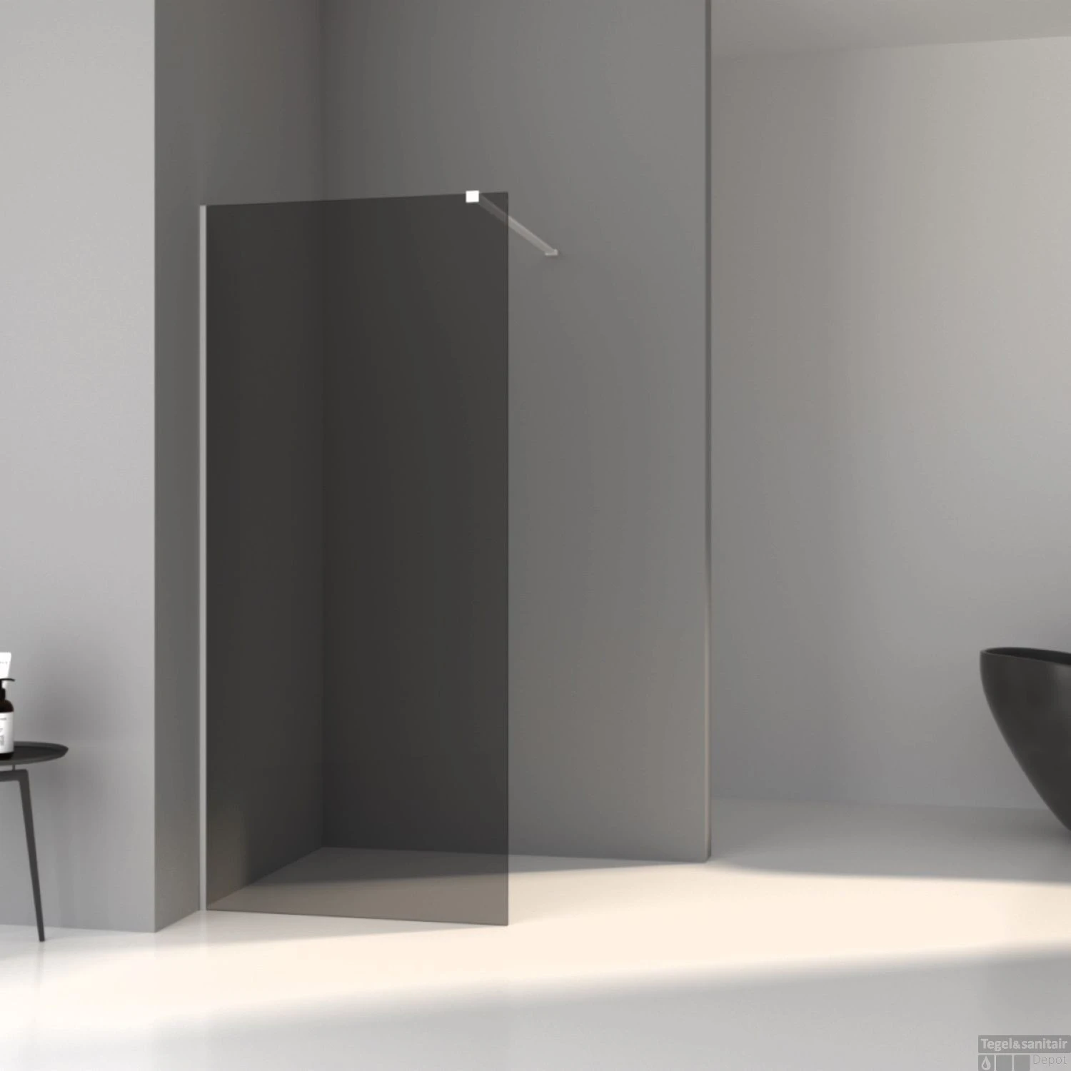 BWS Inloopdouche Pro Line Rookglas 140x200 Nano Coating Geborsteld Messing Goud Profiel En Stang