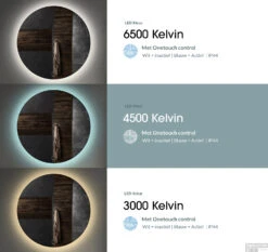 Spiegel Boss & Wessing Star Rond Met LED 100 Cm Mat Zwart -Badkamer Thuis bws spiegels led kleur 100 mat zwart