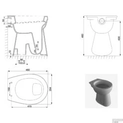 BWS Toiletpot Staand | Vlakspoel | Verhoogd 6 AO | Wit -Badkamer Thuis bws toiletpot staand verhoogd 6 ao wit tech 2