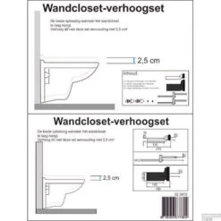 BWS Wandcloset-Verhoogset Tbv Inbouwreservoir Compleet Zwart -Badkamer Thuis bws wandcloset verhoogset tbv inbouwreservoir compleet zwart tech