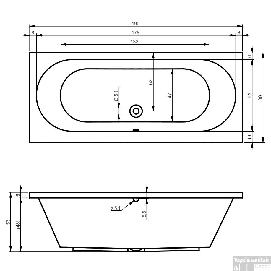 Ligbad Riho Carolina 190 X 80 Cm Wit 4 Ligbad Riho Carolina 190 X 80 Cm Wit - Afbeelding 2