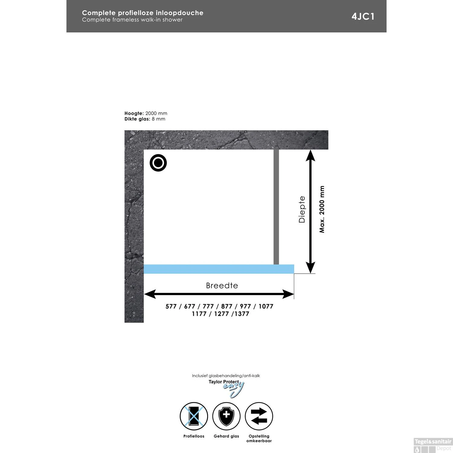 Complete Profielloze Inloopdouche (Alle Kleuren En Maten) 14 Complete Profielloze Inloopdouche (Alle Kleuren En Maten) - Afbeelding 12