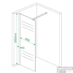 Wiesbaden Douchewand 10mm | Middenband | Nano Coating | Inloopdouche (Alle Maten) -Badkamer Thuis douchewand 50x200cm muurprofiel nano antikalk coating technische tekening 3 2 1