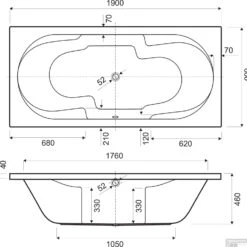 Inbouw Duo Ligbad Wisa Levanto 190x90x46 Cm Wit -Badkamer Thuis duo ligbad wisa levanto bad 190x90x46 cm wit tech
