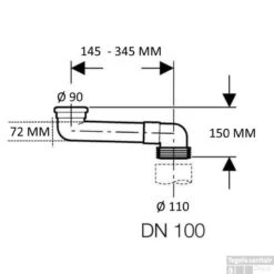 Sprongbocht Wiesbaden 72mm ⌀ 9/11 Verstelbaar 14.5 - 34.5cm -Badkamer Thuis geberit sprongbocht buisdikte 72mm 90 110mm verstelbaar 14 5cm 34 5cm technisch