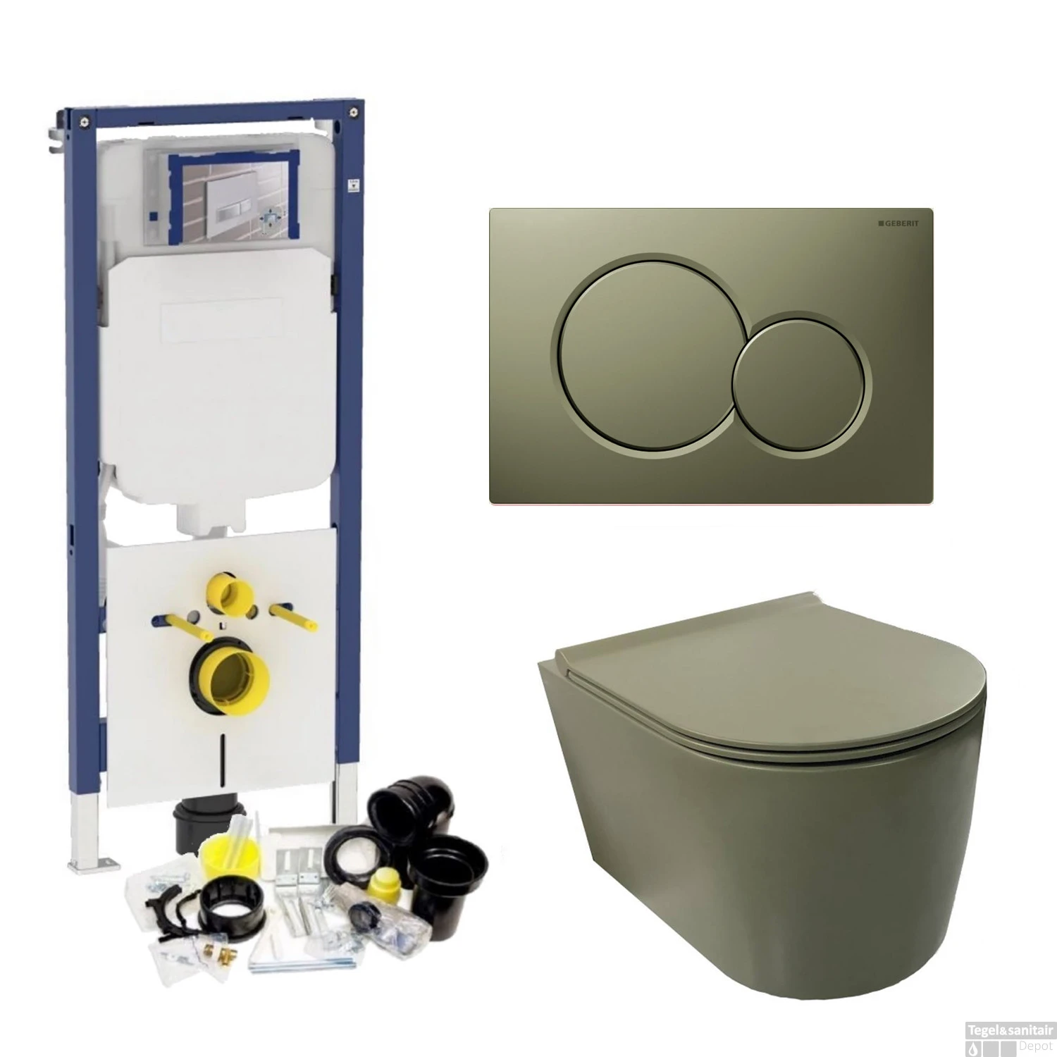 Geberit UP720 Toiletset Wandcloset Salenzi Civita Mat Legergroen Met Sigma 01 Drukplaat - Afbeelding 11